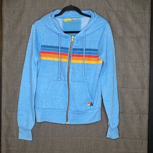 Aviator Nation OG Light Blue Five Stripe Hoodie Sweatshirt. Size XS Unisex